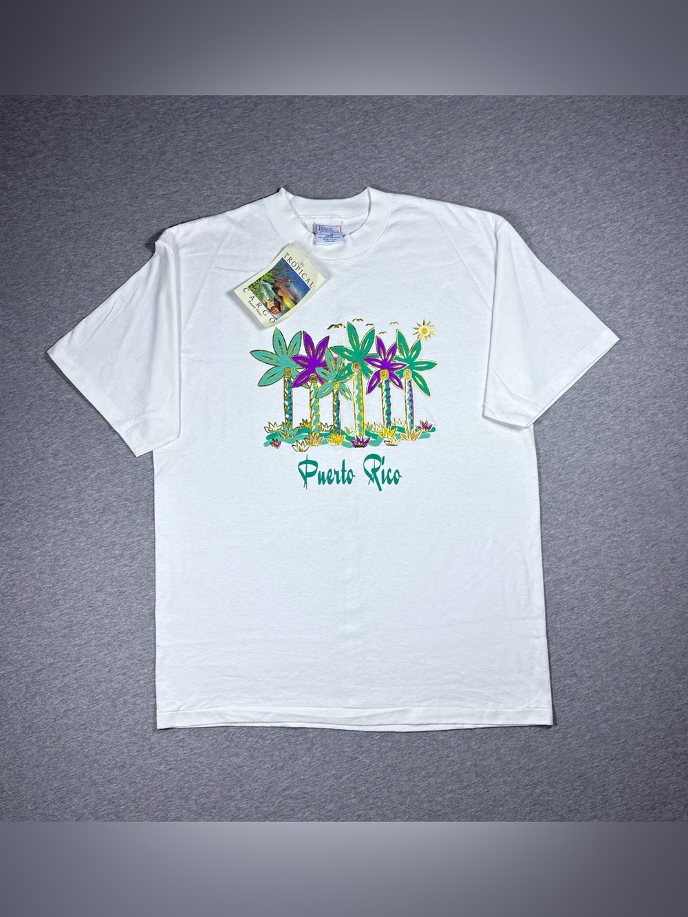 Vintage Puerto Rico T-Shirt Men’s L White Single Stitch Made In USA 90s NWT